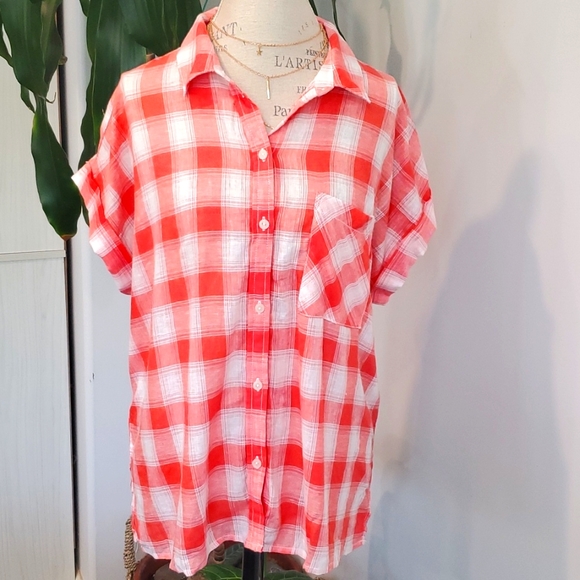 Sanctuary buffalo plaid linen blouse - Picture 1 of 5